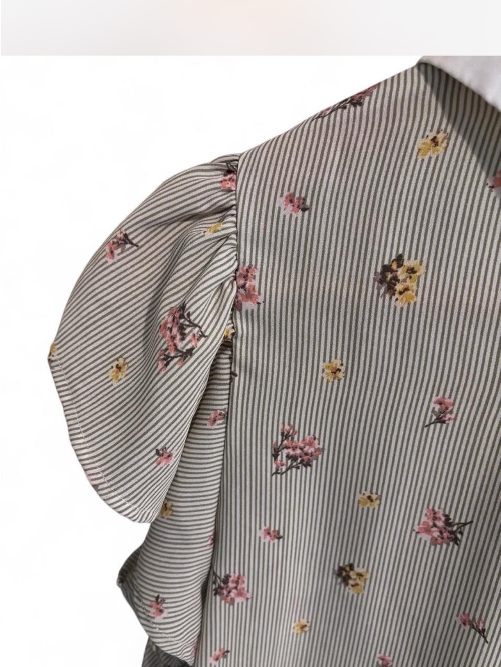 Monteau Women’s Floral Stripe Peter Pan Collar Top Cottagecore - Picture 4 of 7